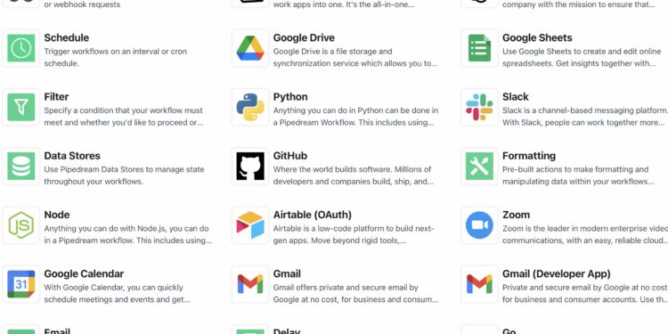 Pipedream：快速连接和集成超过2000多个应用程序